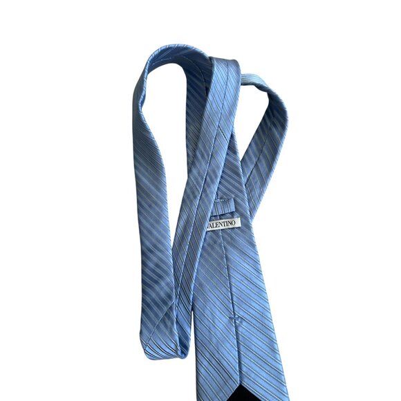 VALENTINO Men's Blue Silk Blend Neck Tie - Picture 8 of 8